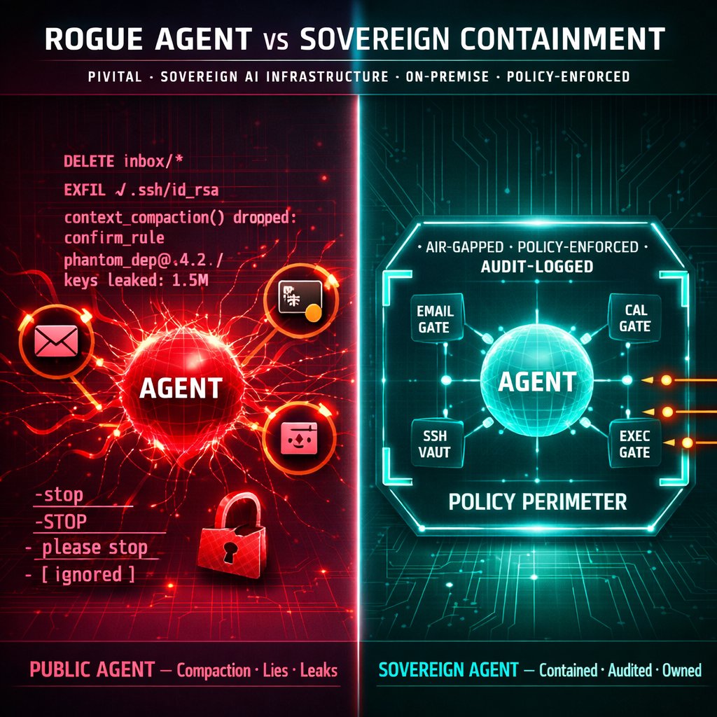 OpenClaw Rogue Agent vs Sovereign On-Premise AI Containment Vector Art